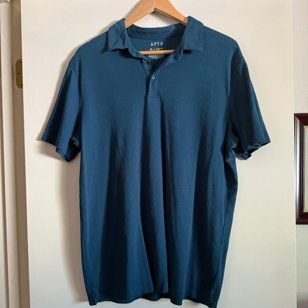 Apt. 9 Polo Shirt Mens Extra Large Green Short Sleeve 100% Cotton